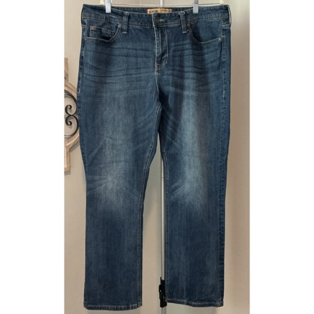 Seven7 Mens Medium Wash Blue Straight Fit Cotton Stretch Pocket Jeans 38x32(30)